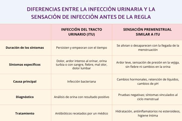 Sensación de infección de orina antes de la regla: causas y tratamiento
